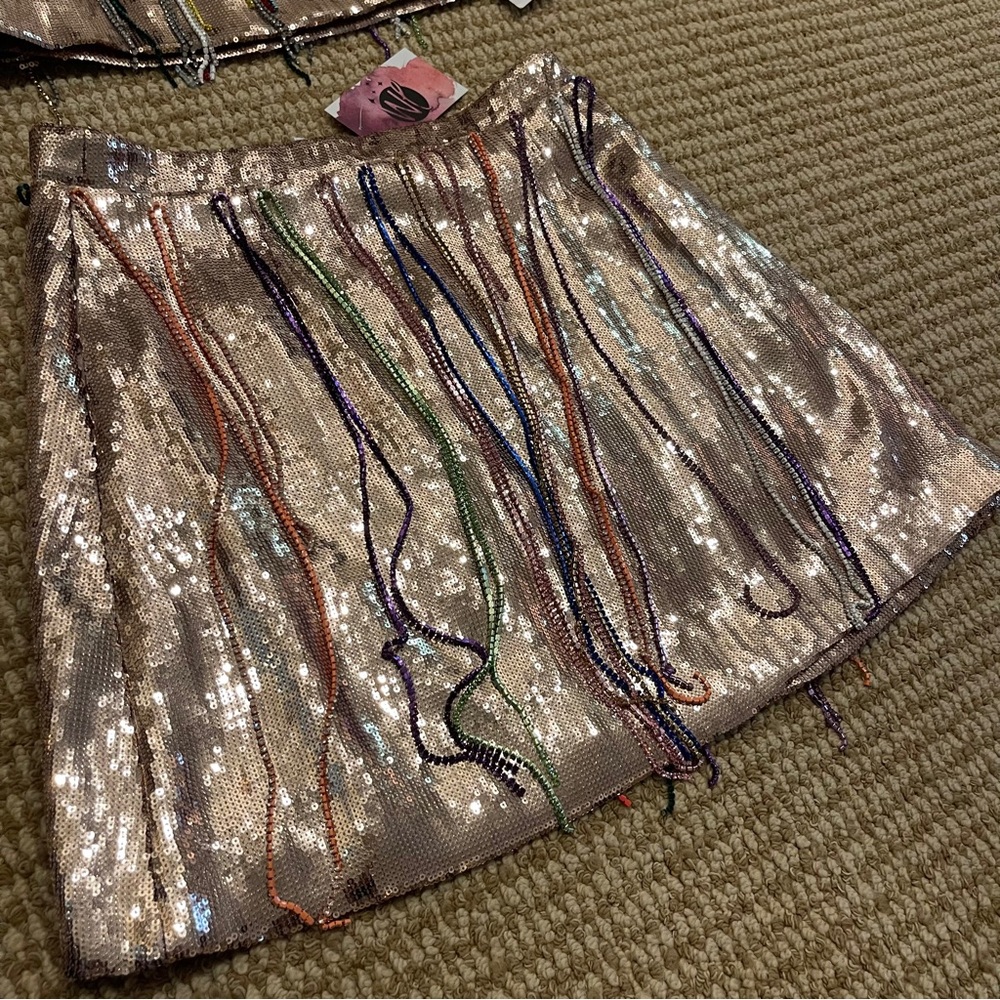 Queen of Sparkles Fringe Rhinestone Tank and Skirt Set Small NWT - Picture 6 of 12